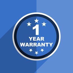 blue flat design warranty guarantee 1 year modern web icon