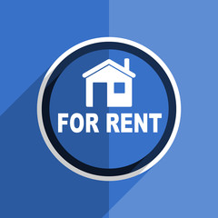 blue flat design for rent modern web icon