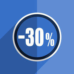 blue flat design 30 percent sale retail modern web icon