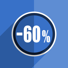 blue flat design 60 percent sale retail modern web icon