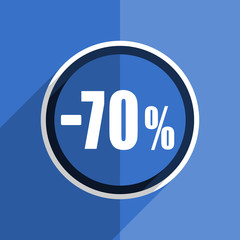 blue flat design 70 percent sale retail modern web icon