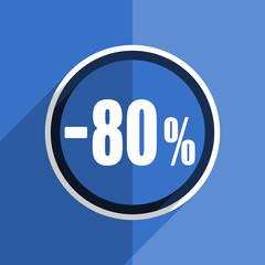 blue flat design 80 percent sale retail modern web icon