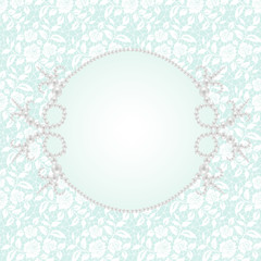 Lace with pearl frame