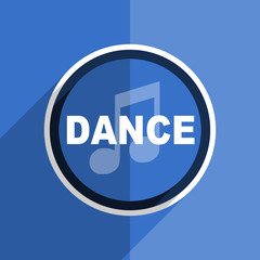 blue flat design dance music modern web icon