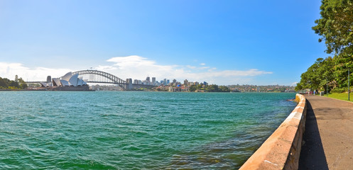 Panorama of Sydney Harbor in a sunny day