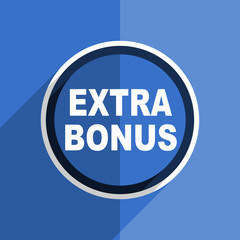 blue flat design extra bonus modern web icon