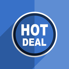 blue flat design hot deal modern web icon