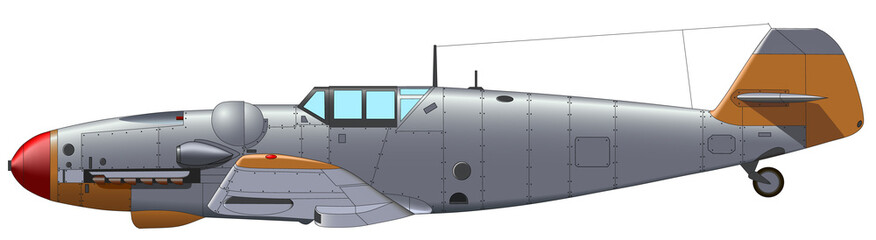 Старый военный самолет на белом фоне