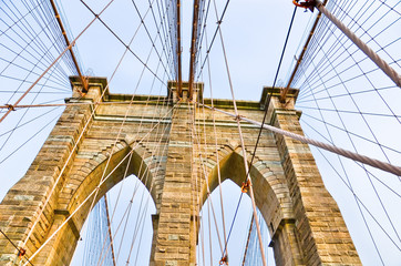 View of Brooklyn Bridge in New York City.
