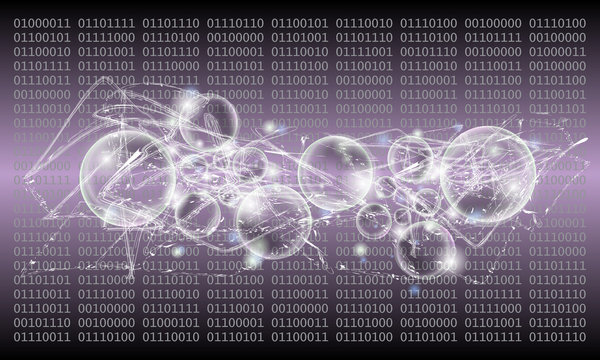 Vector abstract background with lights; lines, bubbles and binar