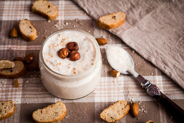 yogurt with rusks and nuts