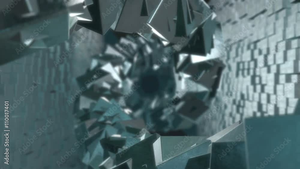 Poster seamless looping animation of a 3d spiral with ice cubes