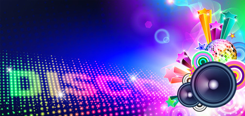 Panele Szklane Podświetlane  Disco Music Flyer ze światłami i głośnikami