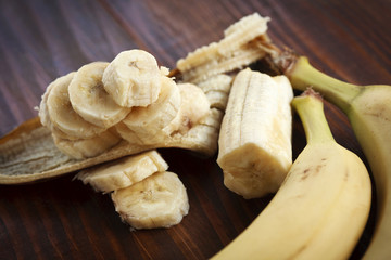 fresh banana on a wooden table