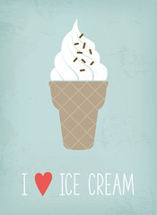 Ice cream poster, vector illustration, vintag style