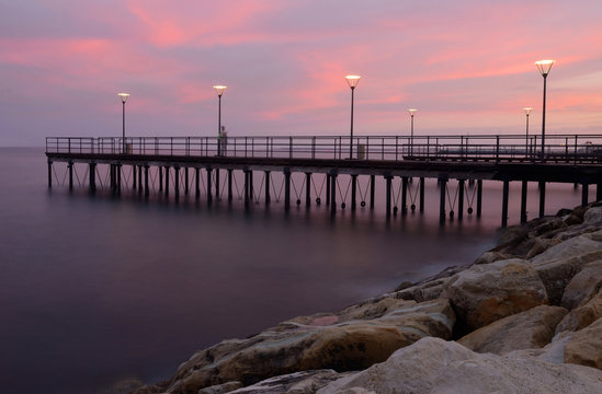 Sunset at Limassol coastal front,Cyprus,Europe,Mediterranean sea