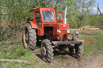 old red tractor