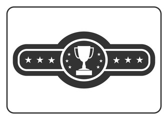 Champion belt icon. Award trophy. Symbol competition, box, boxer championship concept. Black sign isolated on white background. Design element. Sport equipment. Flat graphic style. Vector illustration