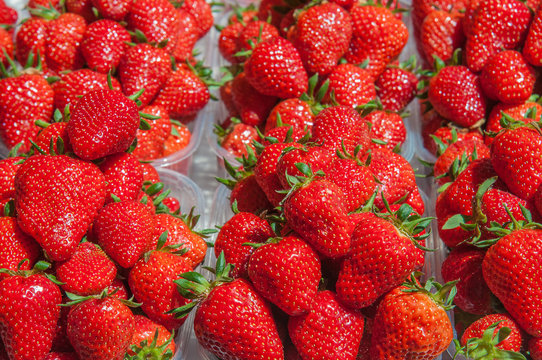 Fresh organic strawberry background close up