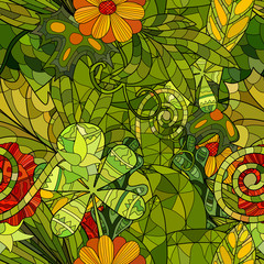 Fototapeta na wymiar hand drawn vector floral seamless pattern