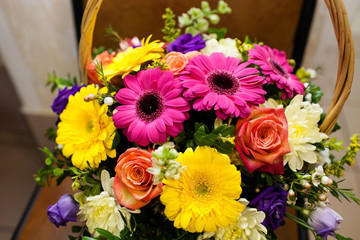 bouquet of flowers in the basket