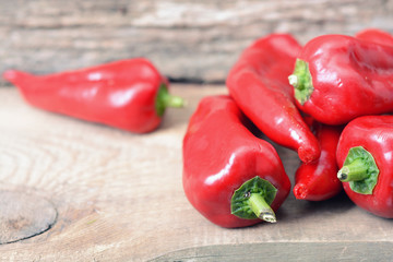 Group of fresh red hot chilli peppers