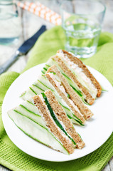 Salmon Greek yogurt cucumber rye sandwiches