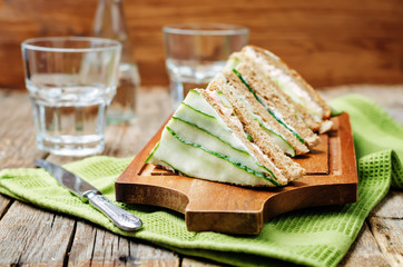 Salmon Greek yogurt cucumber rye sandwiches