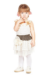 Little girl in a white dress