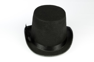 black tall hat on white background