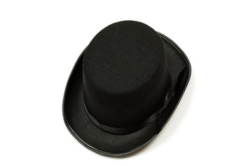 black tall hat on white background
