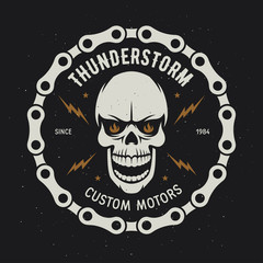 Fototapeta premium Vintage motorcycle t-shirt graphics. Thunderstorm. Custom motors. Vector illustration.