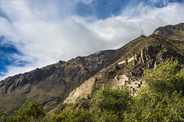 Famous Ollantaytambo pre-Columbian Inca site in Cusco region, Pe