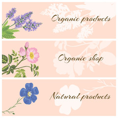 Set of organic product labels.