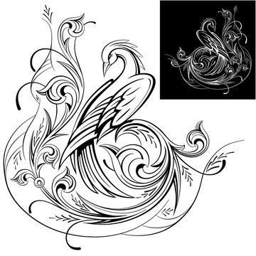 decorative phoenix fairy on a flower ornament vector illustratio