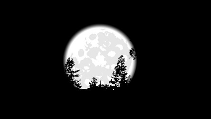 silhouettes of trees on a background of the full moon © kraft2727