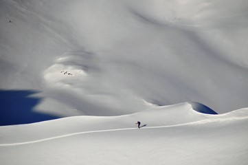 skiers on glacier