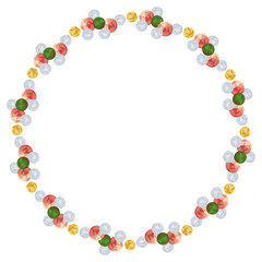 Round frame with bead necklace. Vector clip art.
