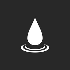 Fototapeta premium Water drop with rounds sign simple icon on background