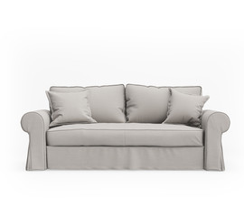 Fototapeta na wymiar Isolated beige sofa over white background