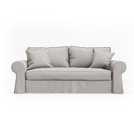 Isolated beige sofa over white background