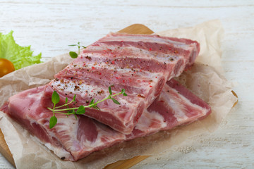 Raw pork ribs