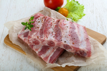 Raw pork ribs