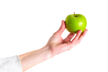 Green apple on a white background