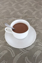 hot coffee in white cup.
