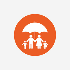 Complete family insurance icon. Umbrella symbol.