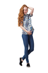 Pregnant woman isolated on the white