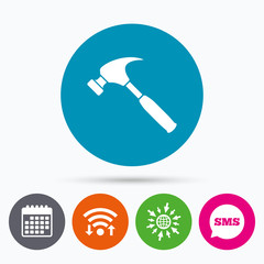 Hammer sign icon. Repair service symbol.