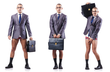 Composite photo of naked businessman on white