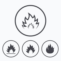 Fire flame icons. Heat signs.